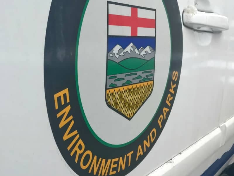Alberta Environment and Parks logo on white truck